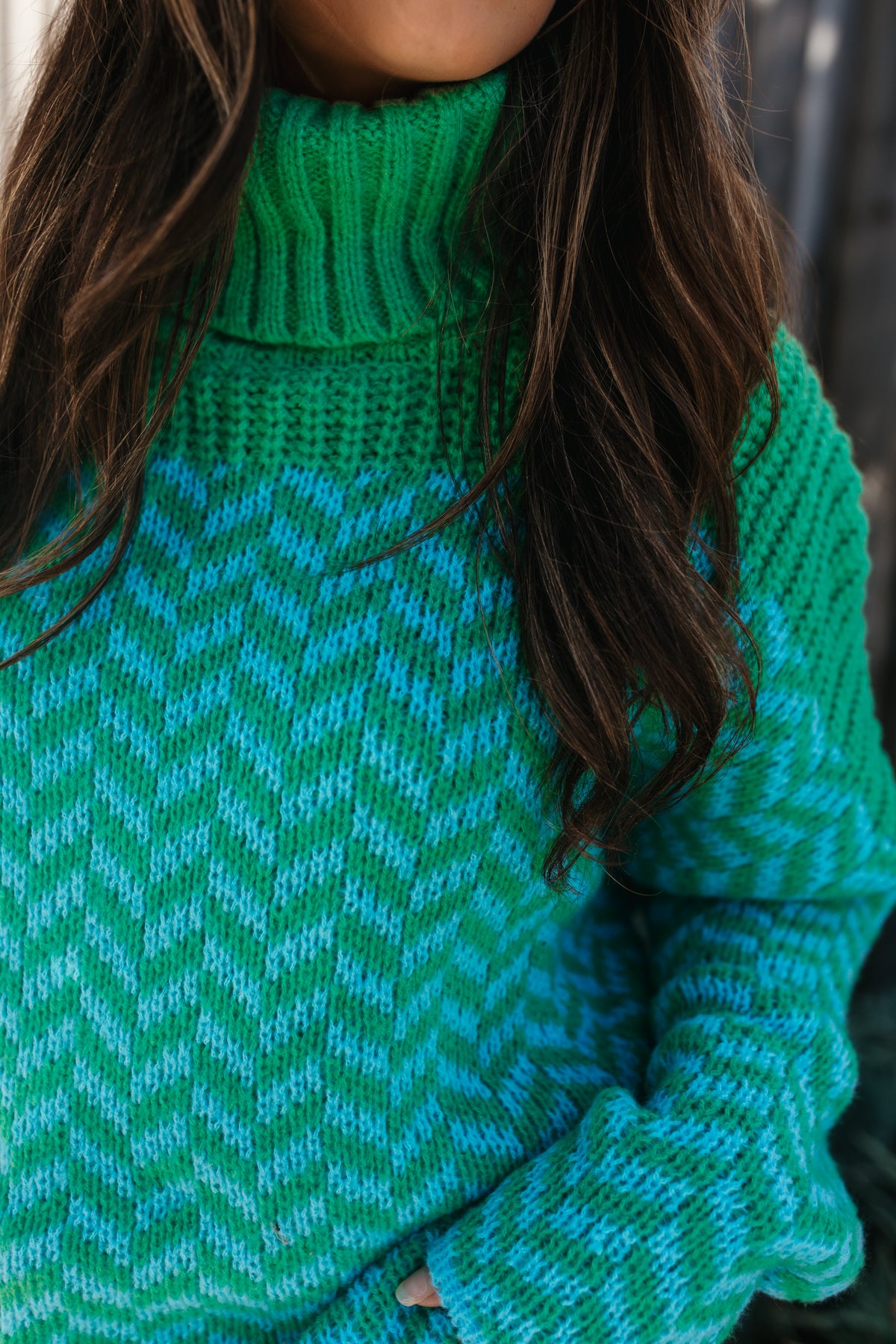 Mariah Turtleneck Sweater, alternate, color, Light Blue/Green