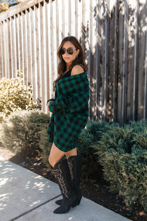 Hollie Hunter Plaid Dress, alternate, color, Hunter/Black