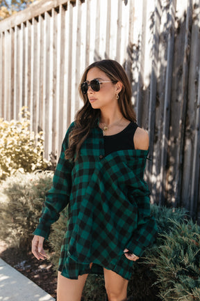 Hollie Hunter Plaid Dress, alternate, color, Hunter/Black