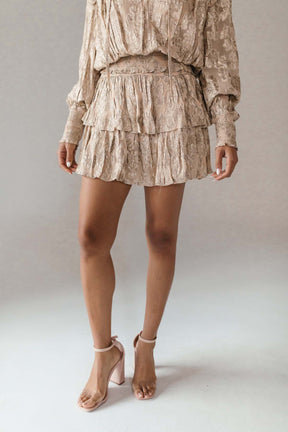 Maria Glitter Brocade Ruffle Skirt, alternate, color, Champagne