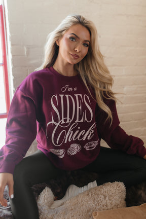 Sides Chick Sweatshirt, alternate, color, Burgundy