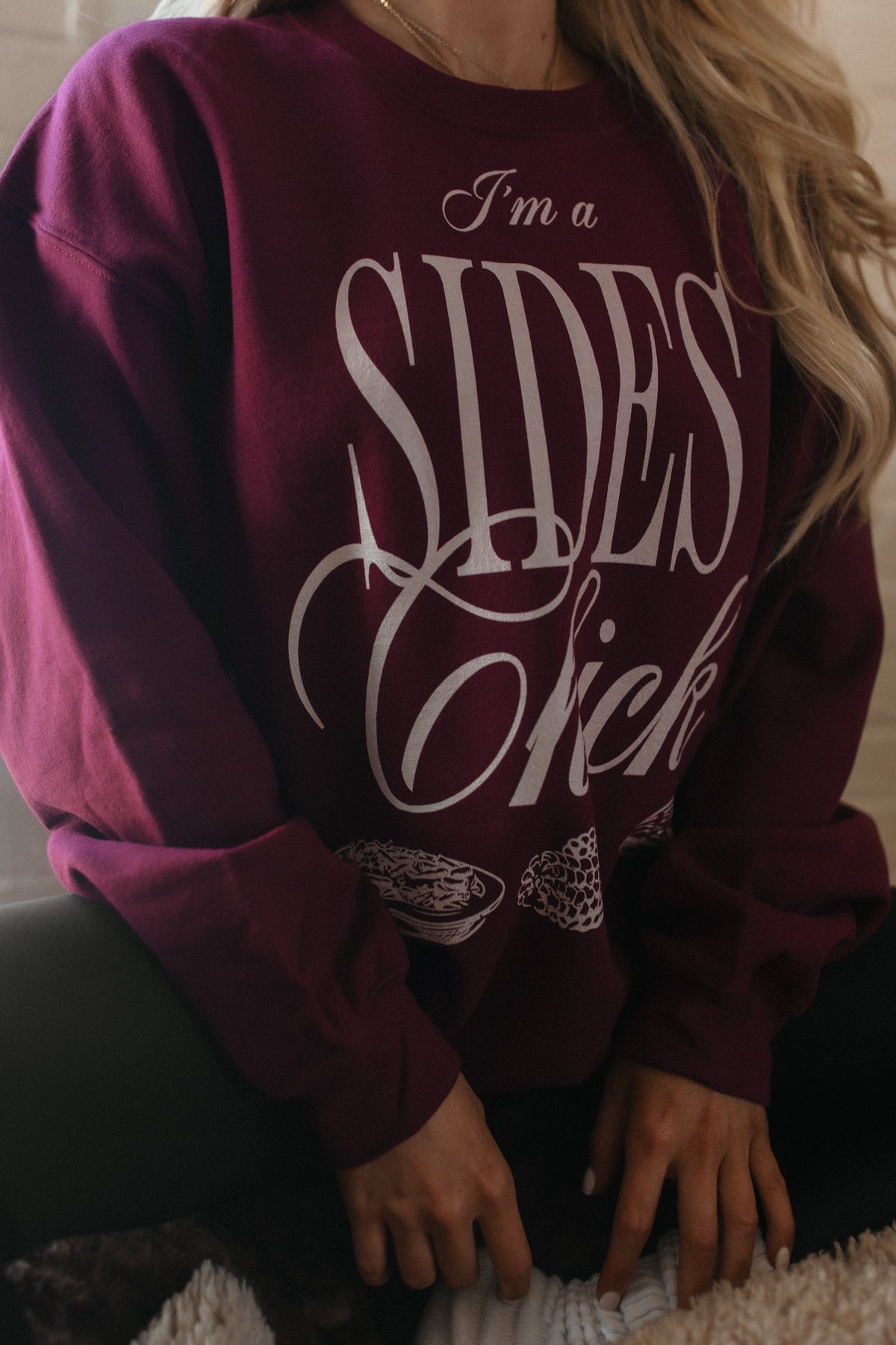 Sides Chick Sweatshirt, alternate, color, Burgundy