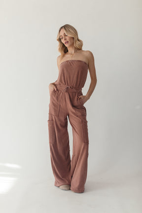 Stella Jumpsuit, alternate, color, Chocolate