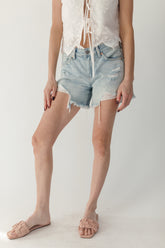 Aurora Distressed Cutoff Denim Shorts, alternate, color, Light Denim