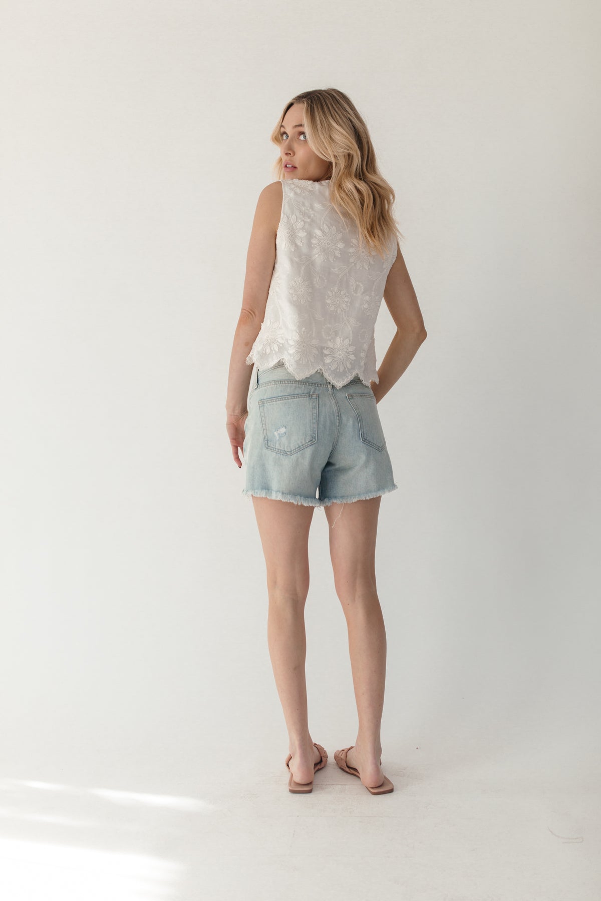 Aurora Distressed Cutoff Denim Shorts, alternate, color, Light Denim