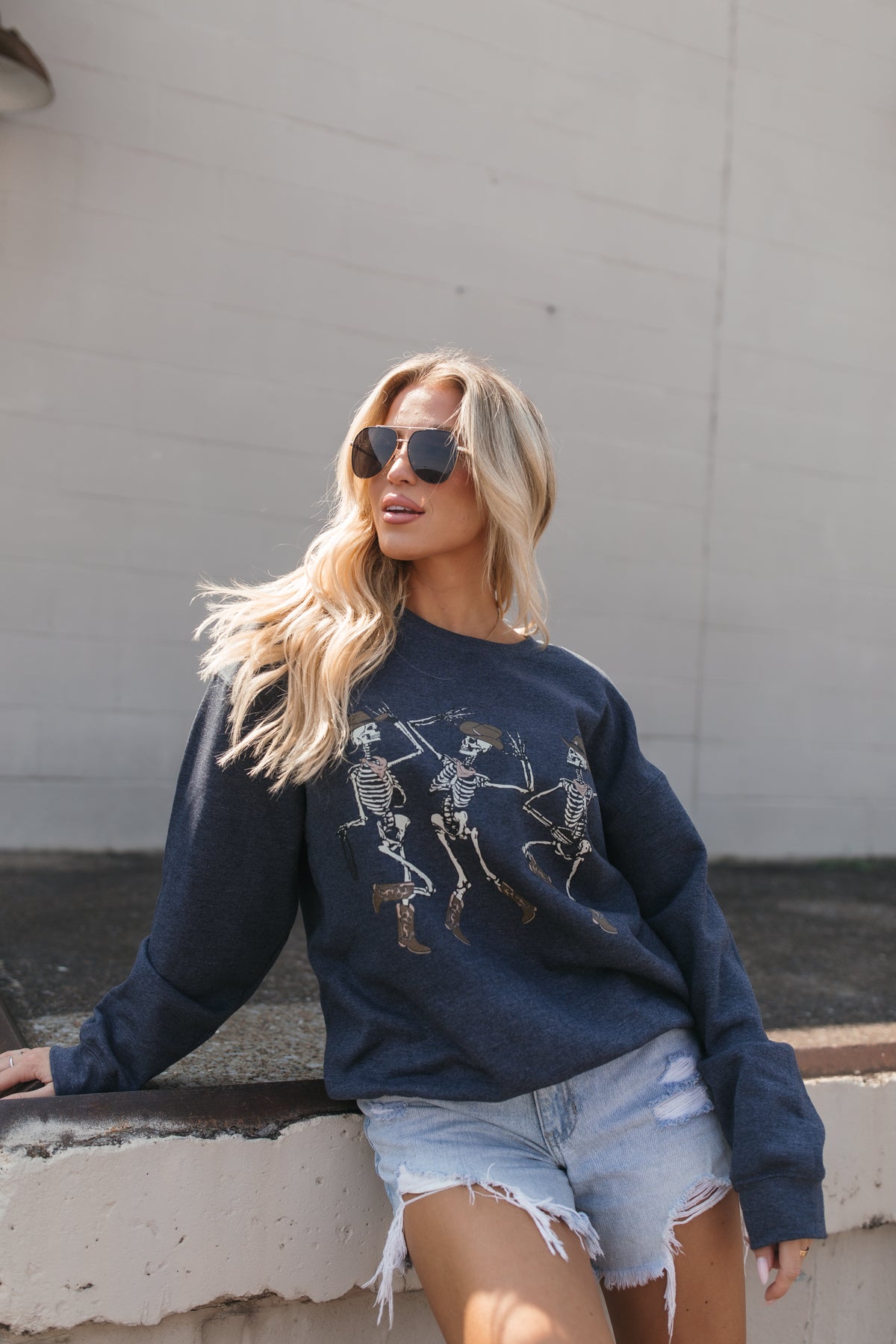 Cowboy Skeleton Sweatshirt, alternate, color, Charcoal