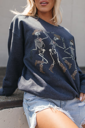 Cowboy Skeleton Sweatshirt, alternate, color, Charcoal