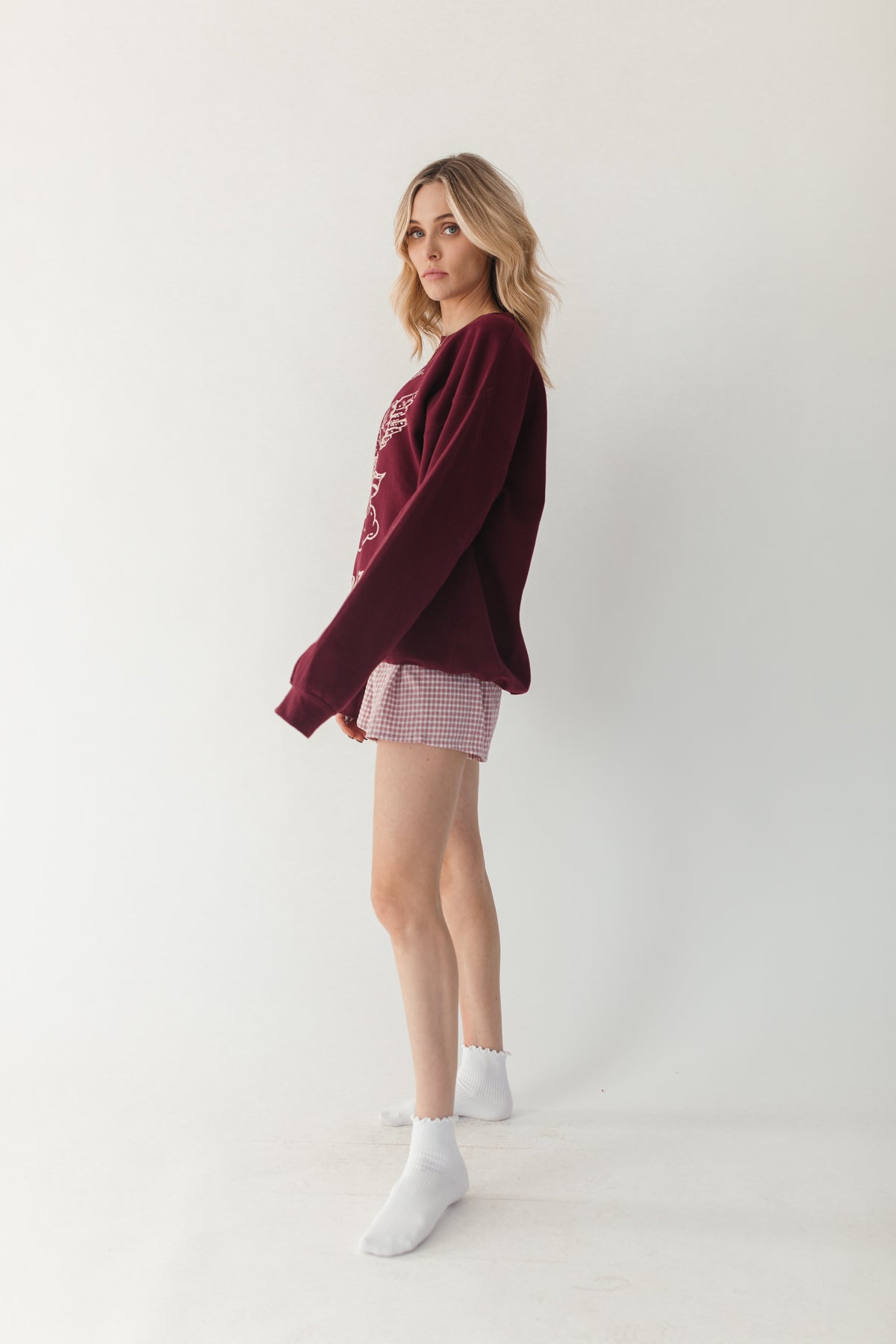 Flowers & Cupid Sweatshirt, alternate, color, Burgundy