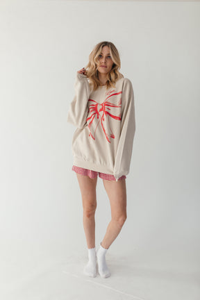 Beige Bow Sweatshirt