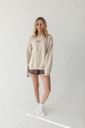 Embroidered Bow Sweatshirt