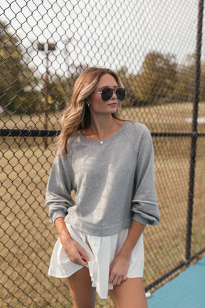 Reese Layered Sweatshirt Dress, alternate, color, Gray