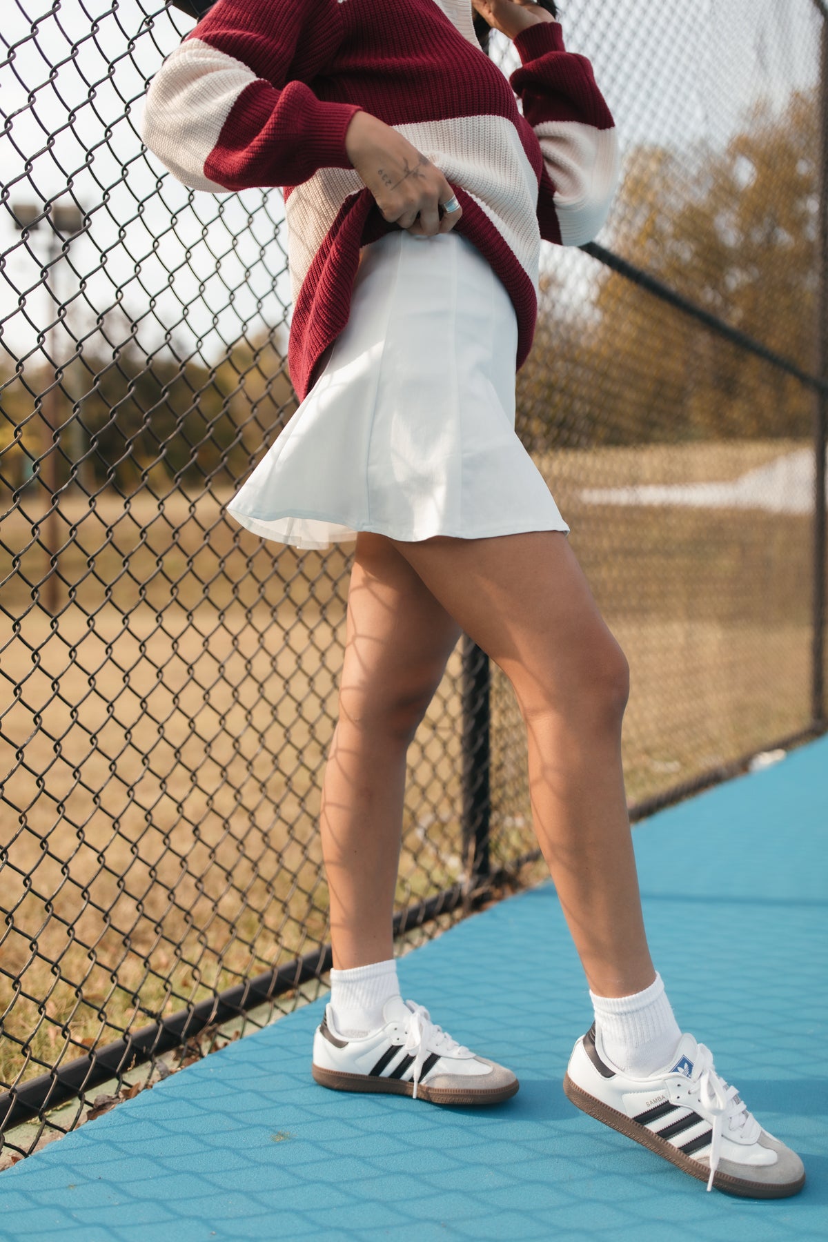 Ruffle Tennis Skort, alternate, color, White