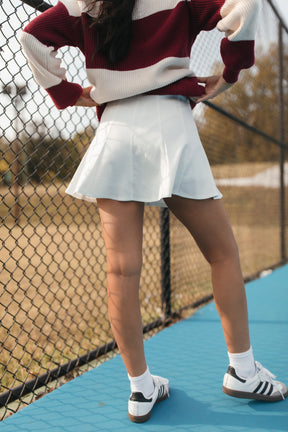 Ruffle Tennis Skort, alternate, color, White