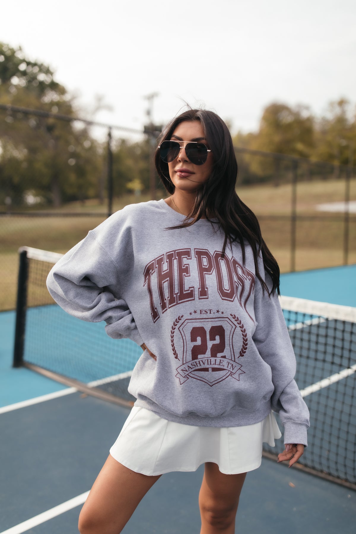 The Post Burgundy Sweatshirt, color, Heather Gray