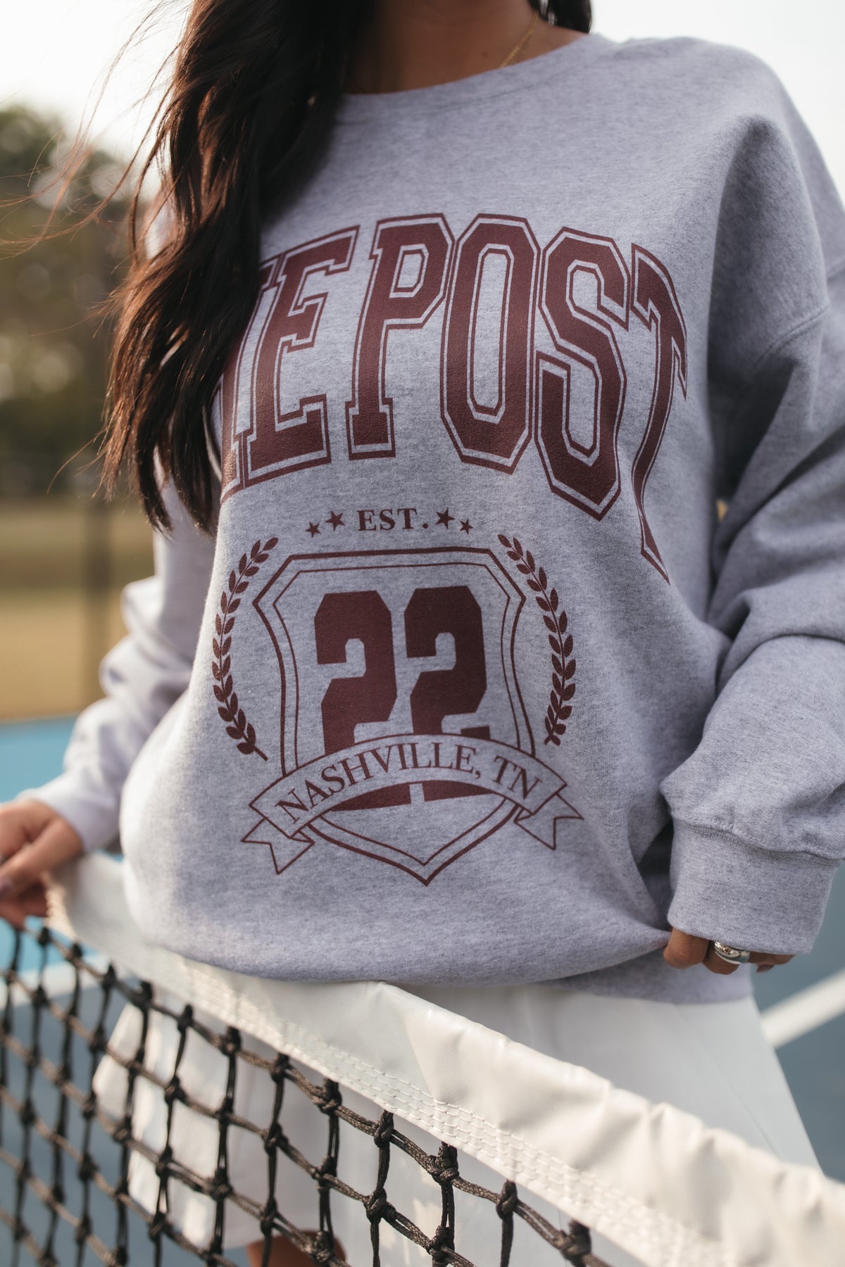 The Post Burgundy Sweatshirt, color, Heather Gray