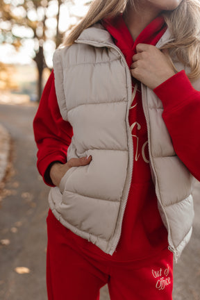 Kathryn Puffer Vest, alternate, color, Beige