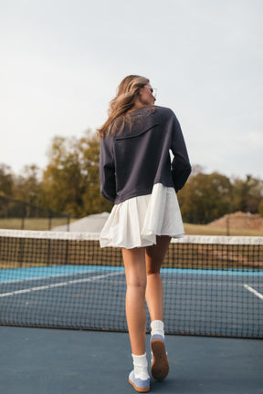 Reese Navy Layered Sweatshirt Dress, alternate, color, Navy