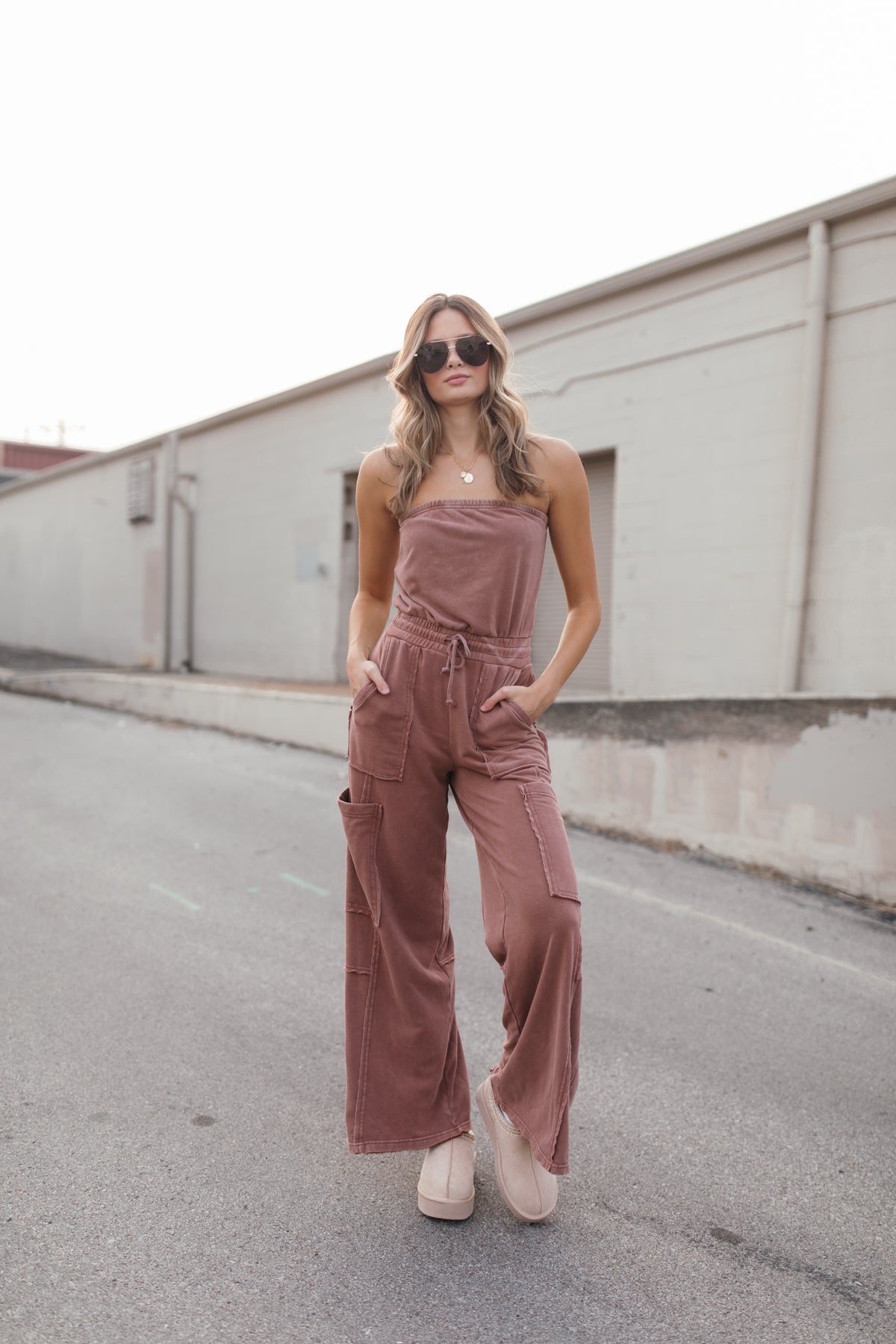 Stella Jumpsuit, alternate, color, Chocolate