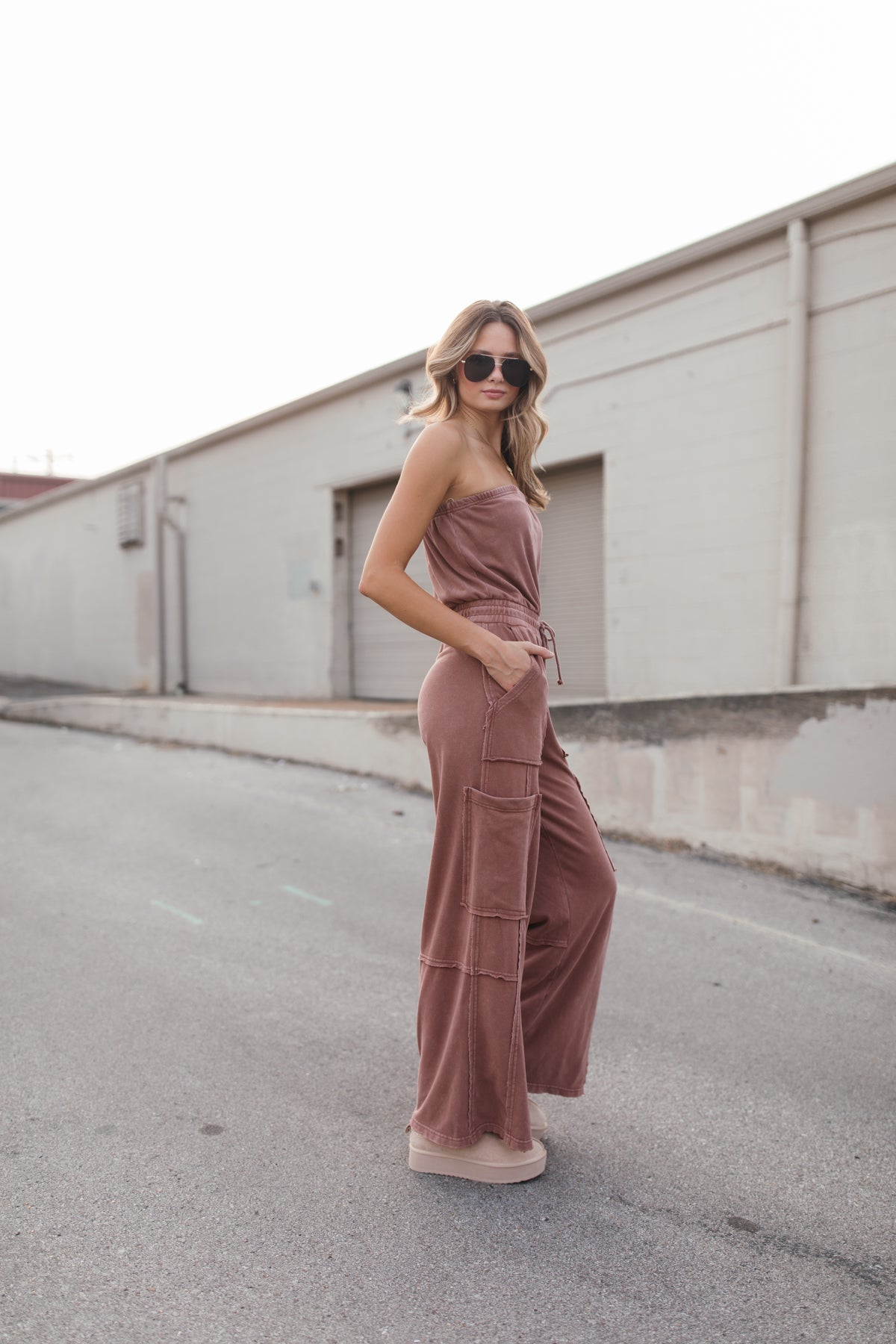 Stella Jumpsuit, alternate, color, Chocolate