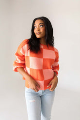 Checkered Sweater, Alternate, Color, Pink