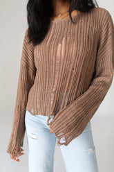 Distressed Sweater, Alternate, Color, Mocha