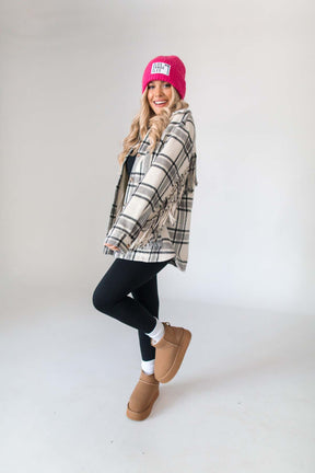 Fringe Plaid Jacket, Alternate, Color, Cream Plaid