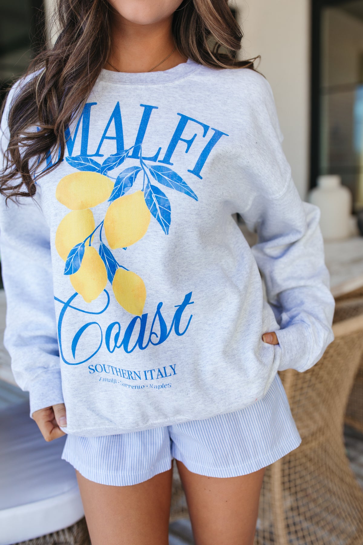 Amalfi Coast Sweatshirt, Alternate, Color, Light Heather Gray