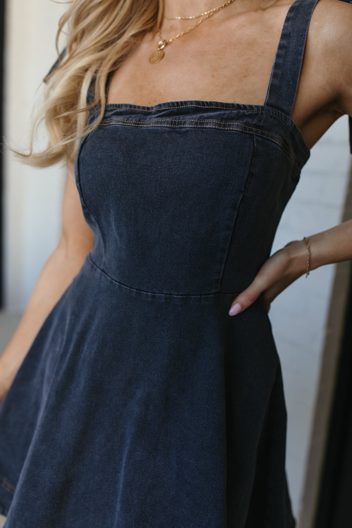 Reign Dress, Alternate, Color, Washed Black Denim