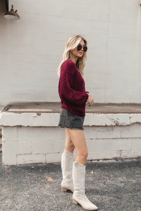 Maisie Sweater, alternate, color, Burgundy