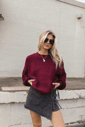 Maisie Sweater, alternate, color, Burgundy