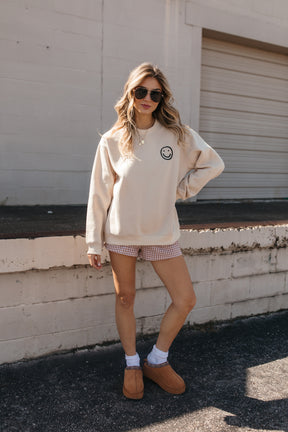 Happy Sweatshirt, alternate, color, Beige