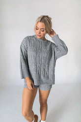 Callie Gray Cable Knit Set, Alternate, Color, Gray