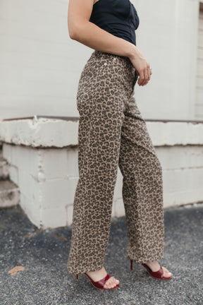 Leopard Jeans, alternate, color, Brown