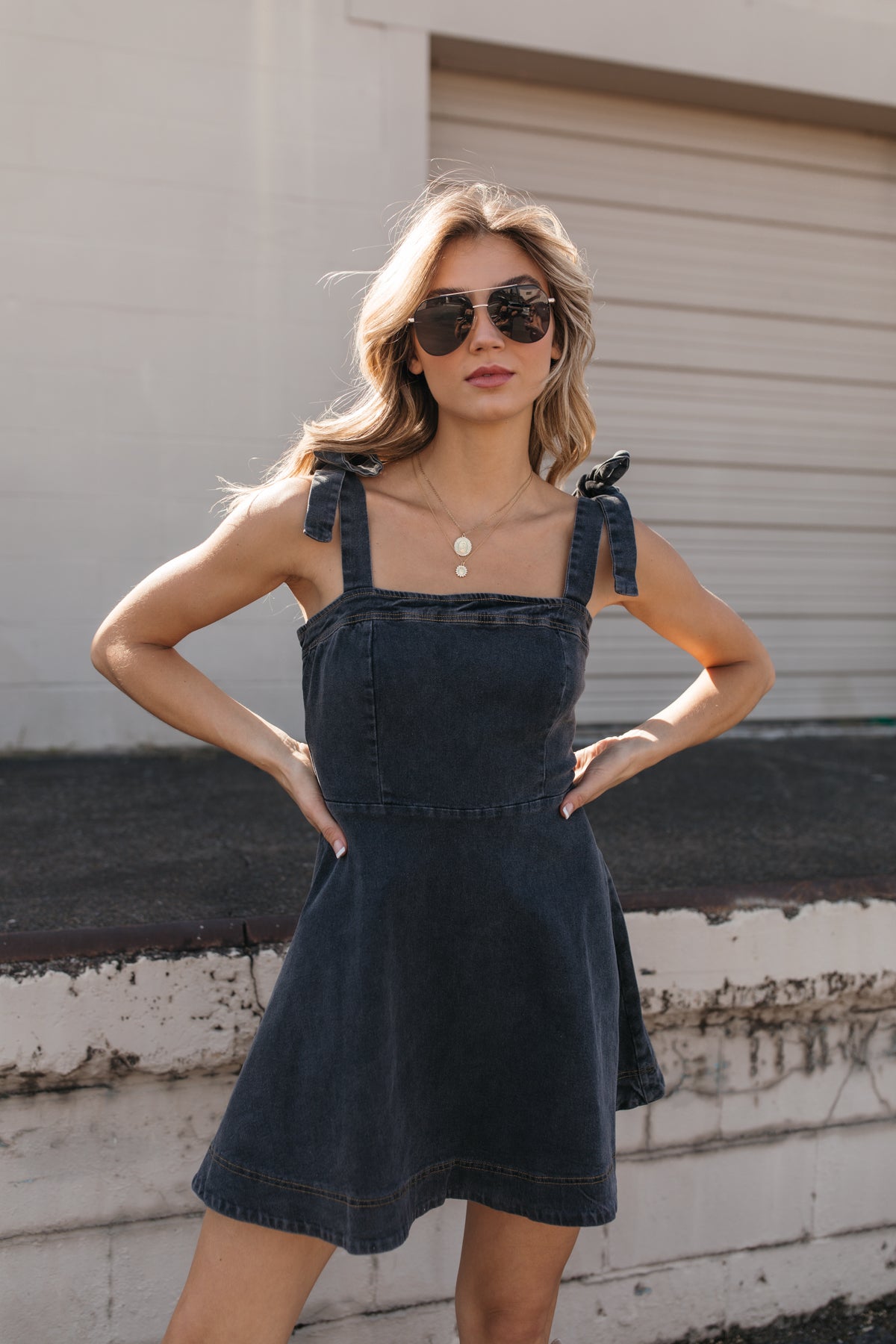 Reign Dress, alternate, color, Washed Black Denim