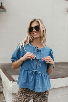 Layne Top, alternate, color, Chambray