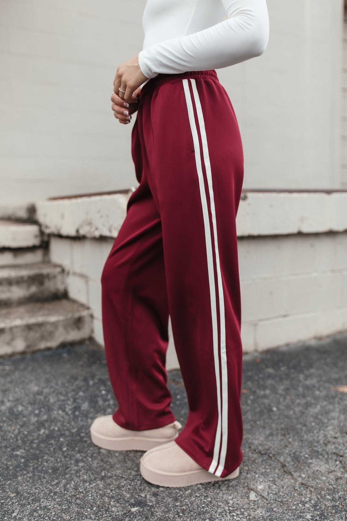 Logan Track Pants, alternate, color, Burgundy