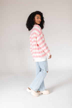 Kayla Striped Sweater, alternate, color, Blush