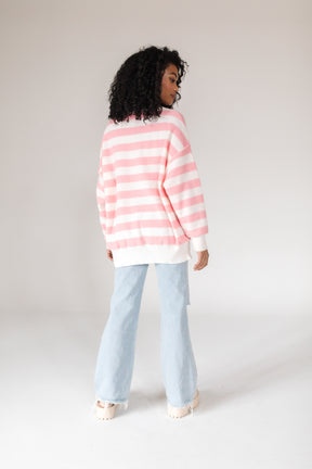 Kayla Striped Sweater, alternate, color, Blush