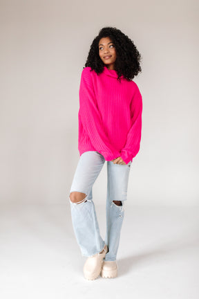 Madeline Turtleneck Sweater, alternate, color, Fuchsia