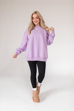 Postie Lavender Oversized Sweatshirt, alternate, color, Lavender
