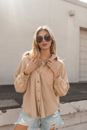 Jessica Taupe Button Down, alternate, color, Taupe 