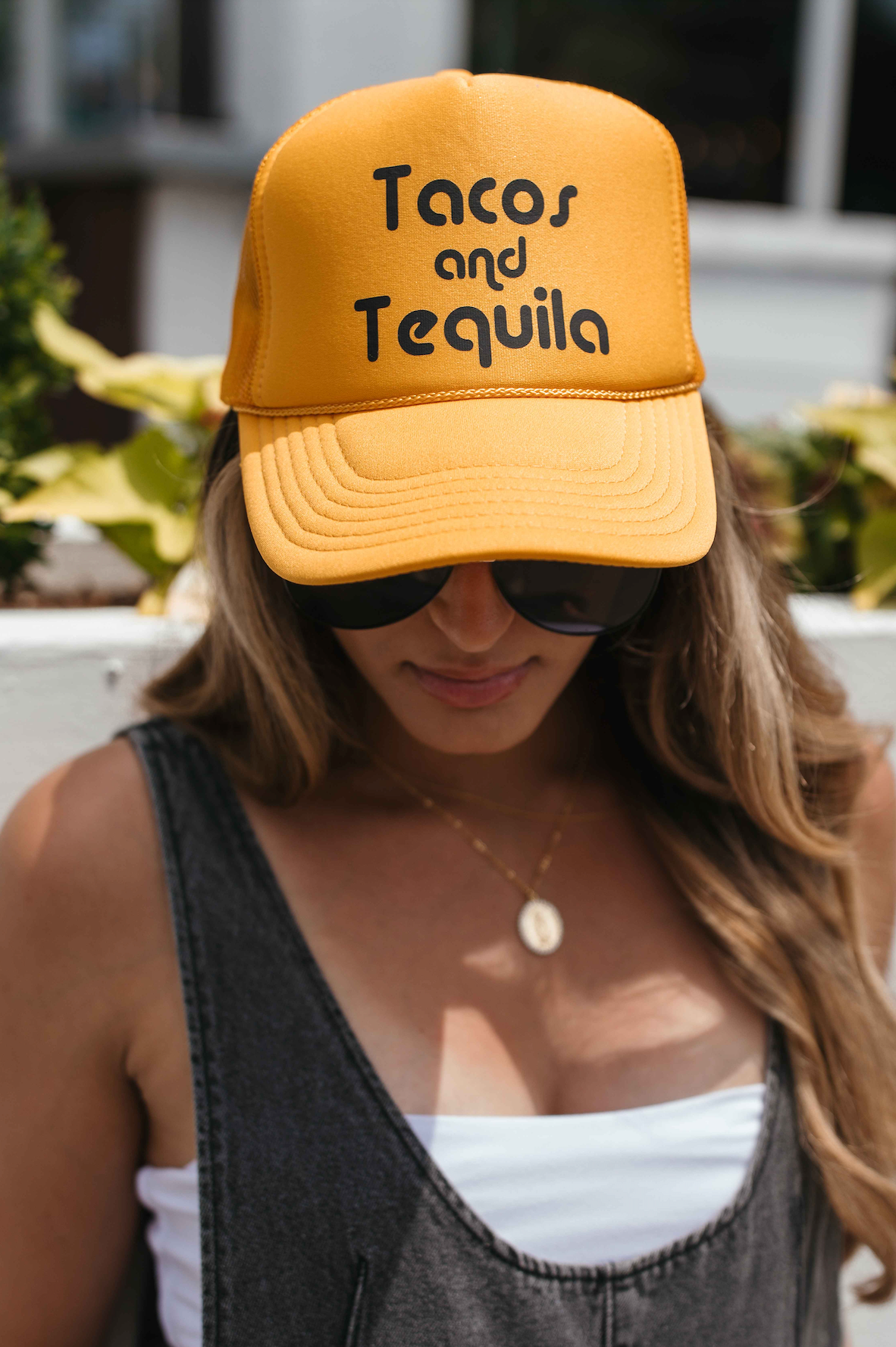 Tacos & Tequila Trucker Hat, alternate, color, Sunset Orange