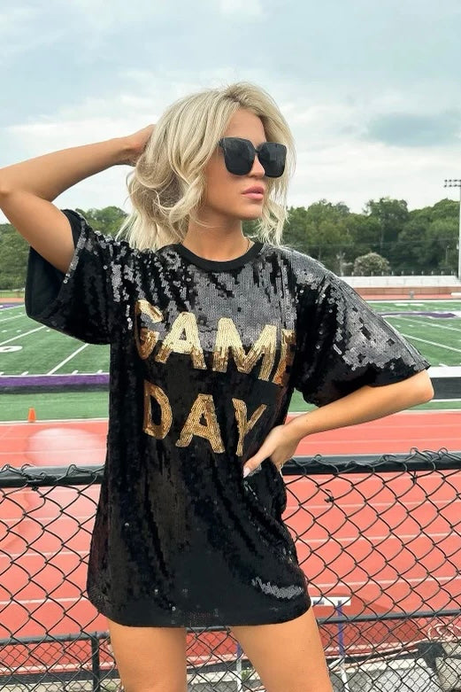 Game Day Black Sequin Dress