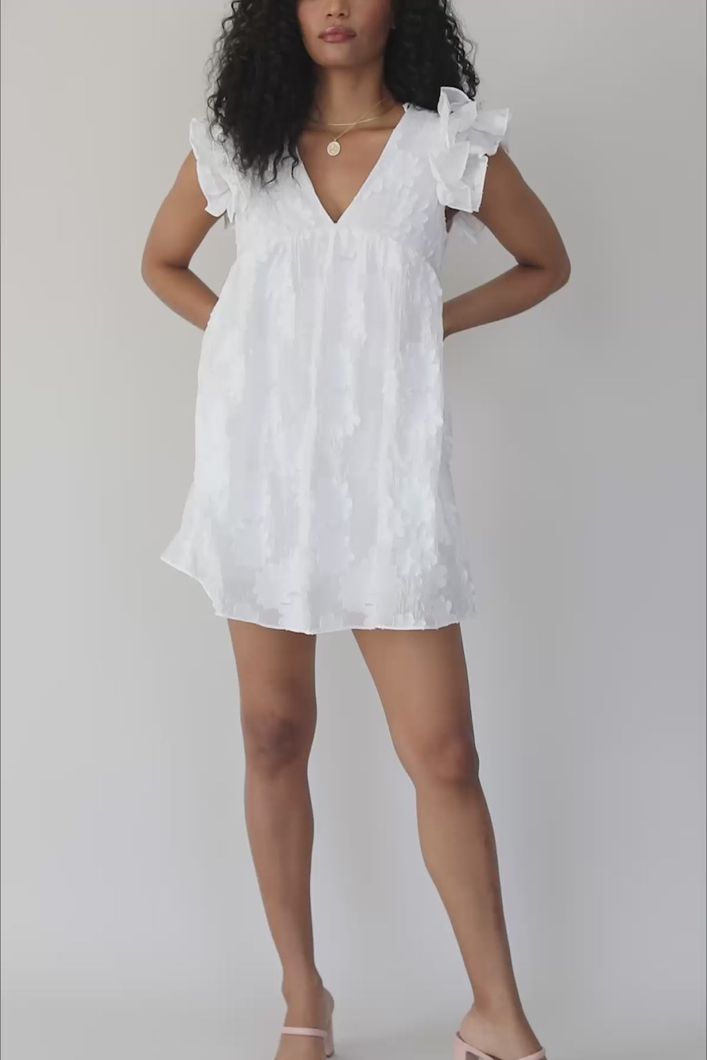 Mara White Floral Romper, product video thumbnail