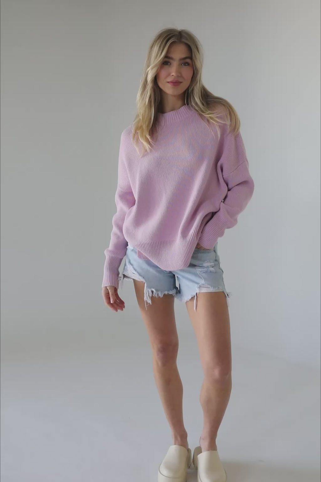Cole Lilac Lightweight Sweater, product video thumbnail
