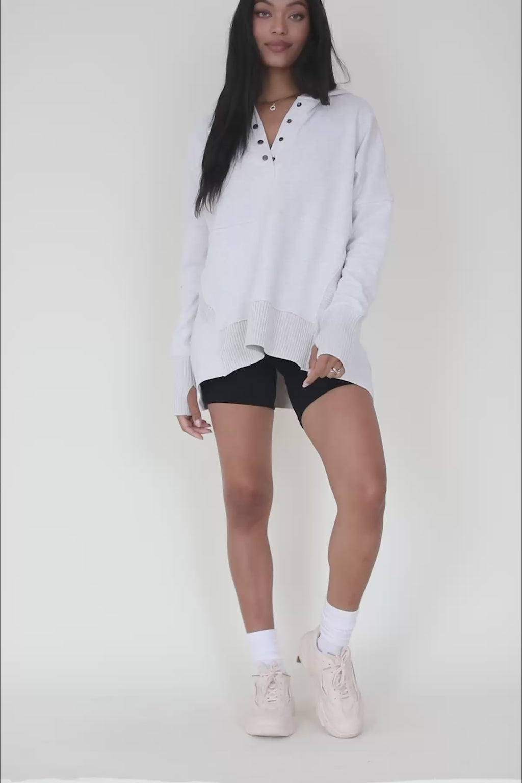 Baylee Light Gray Hoodie, product video thumbnail