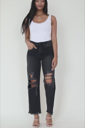 Hailey Distressed Washed Black Jeans