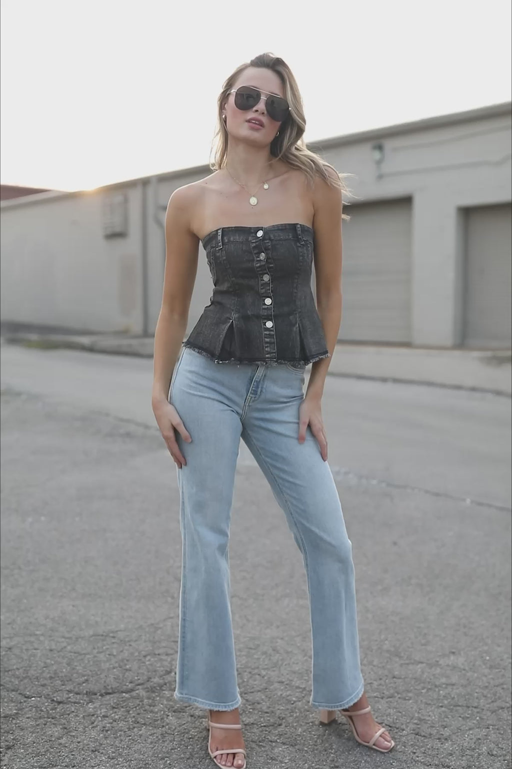 Harper Denim Tube Top, product video thumbnail