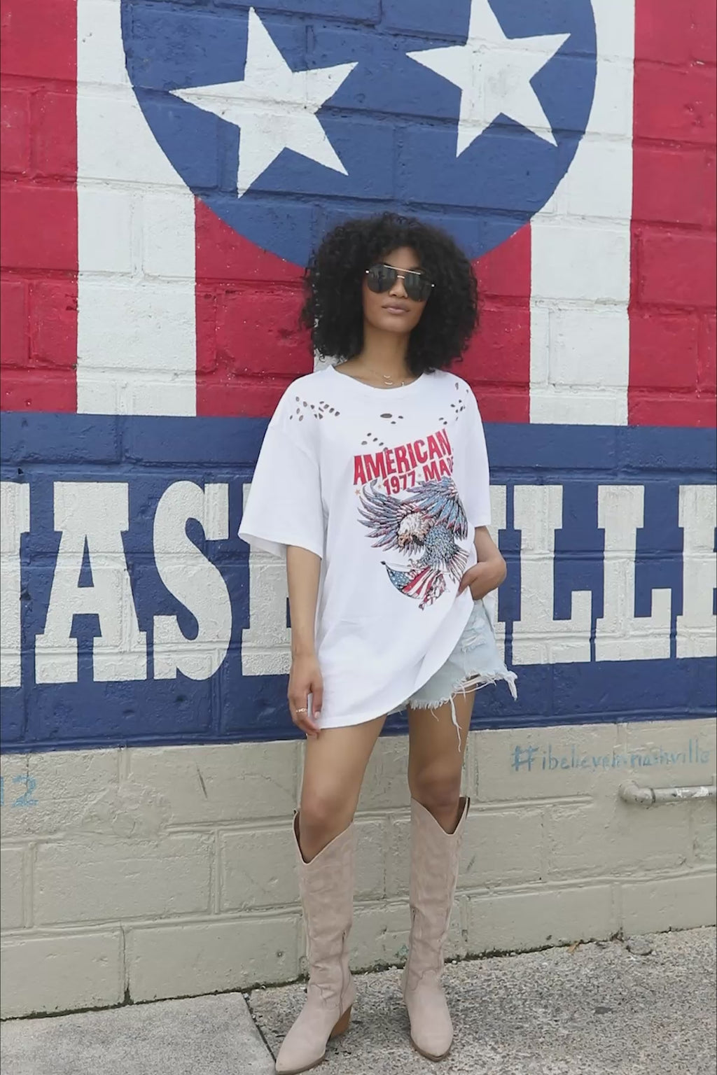 American Made White Graphic Tee, product video thumbnail