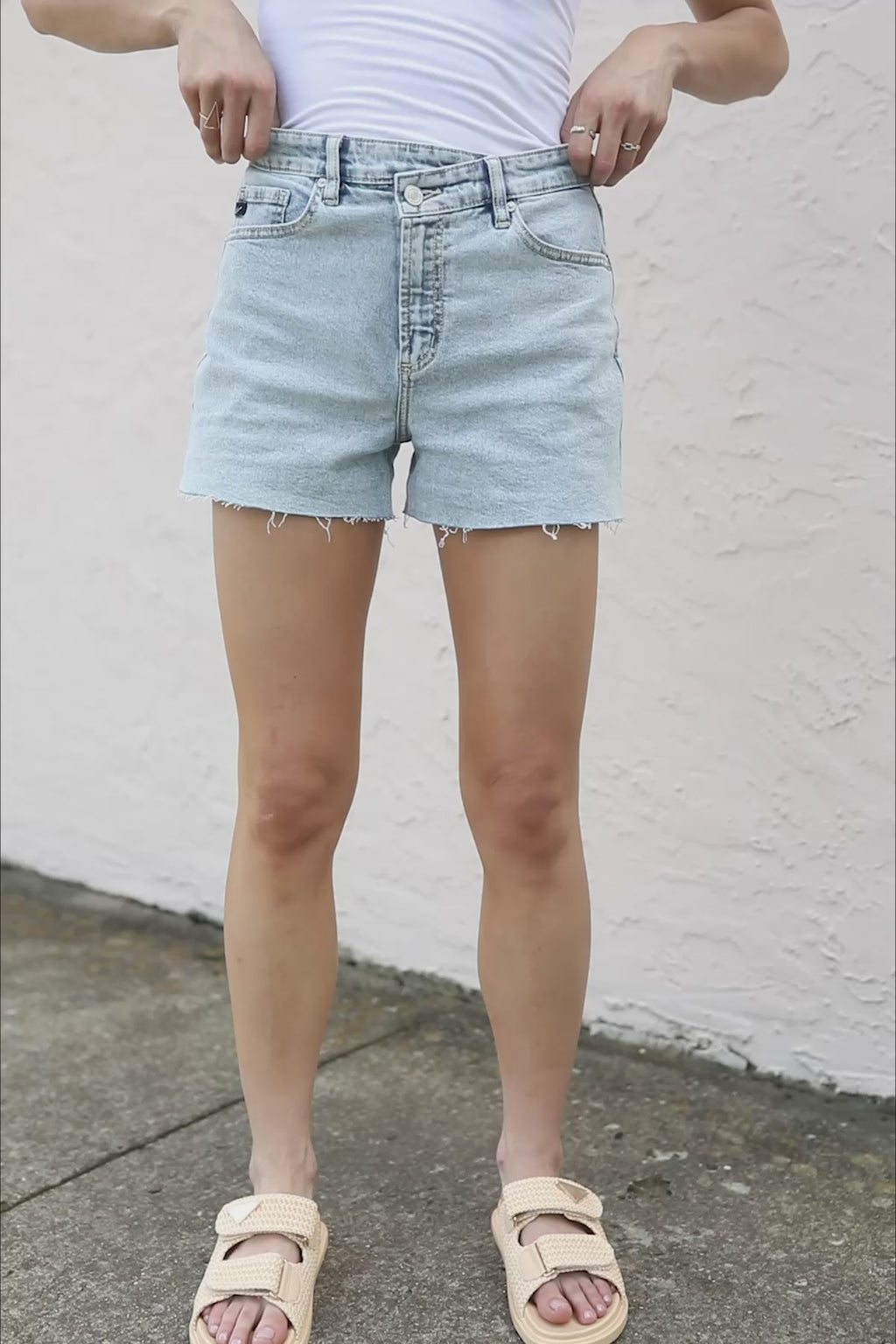 Asymmetrical Denim Shorts, product video thumbnail